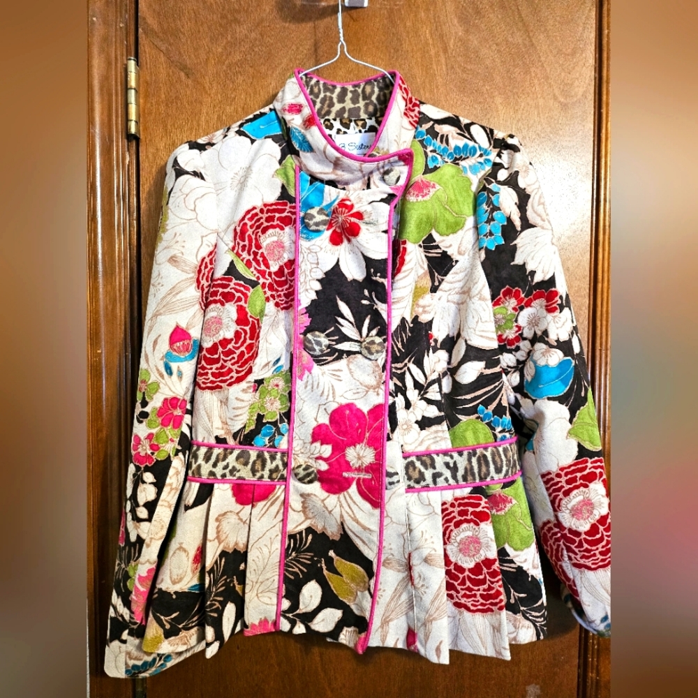 3 Sisters Floral Leopard Blazer Jacket